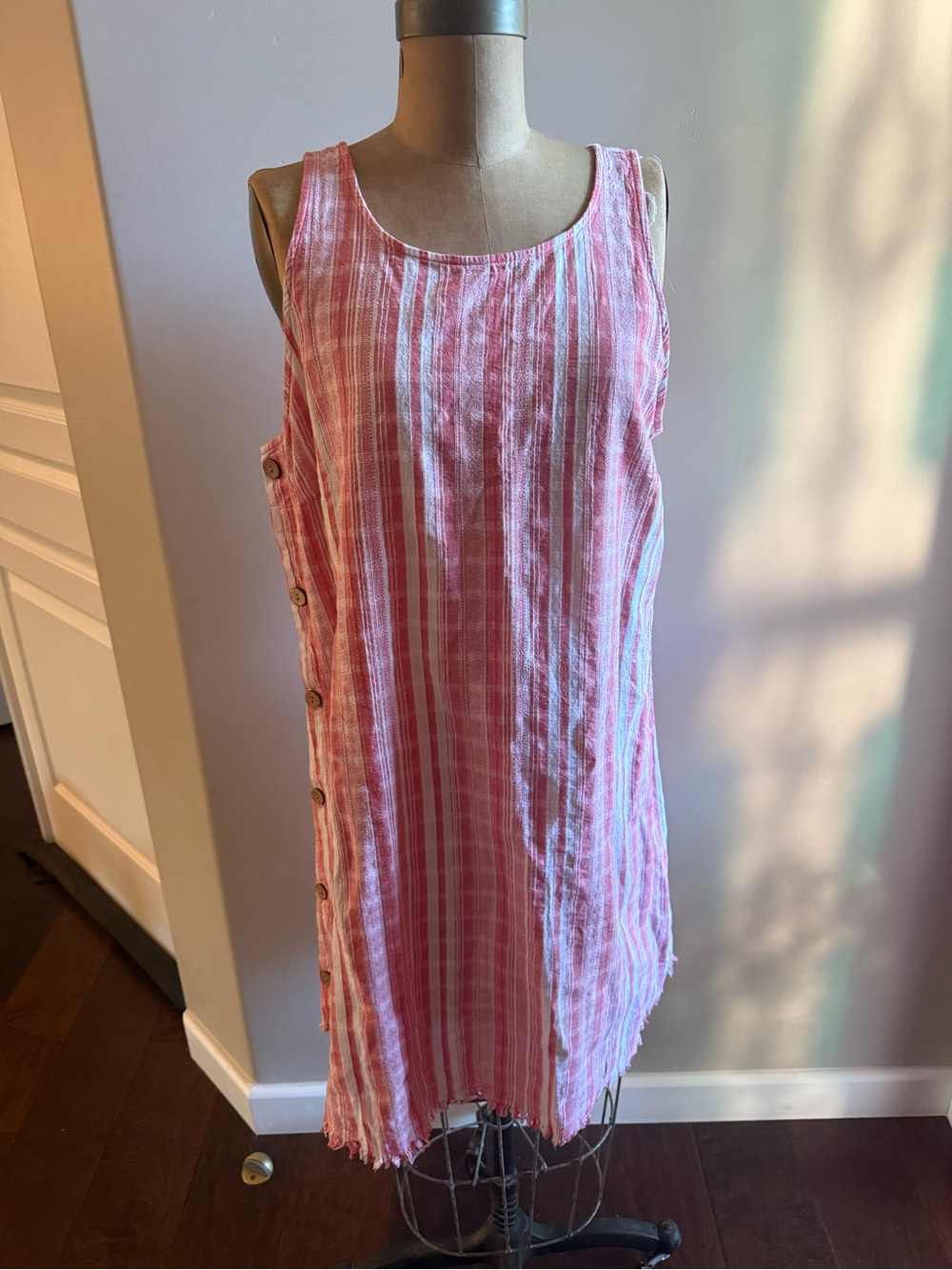 Universal Threads Sleeveless Pink Striped Linen Dress